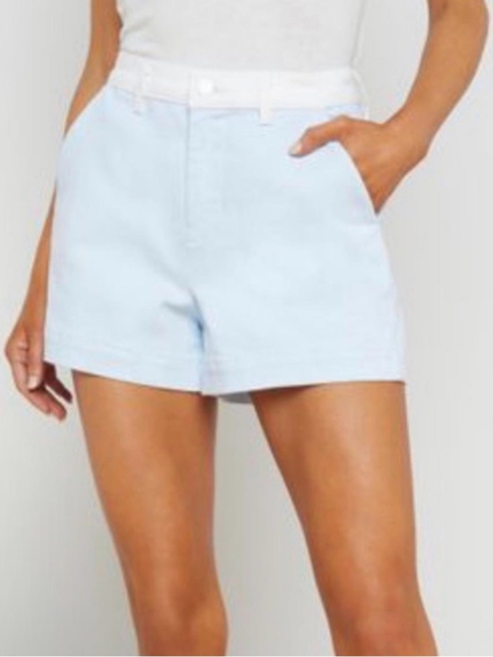 L'AGENCE Jameson High Rise Short in Ice Water/White Size 25 Overzized! NEW